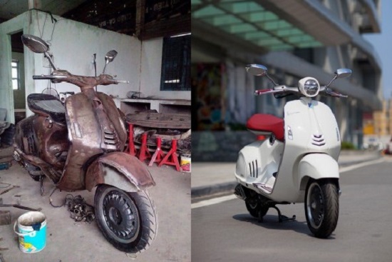 Thợ Việt tự đóng Vespa 946 giá rẻ bằng ¼ xe xịn